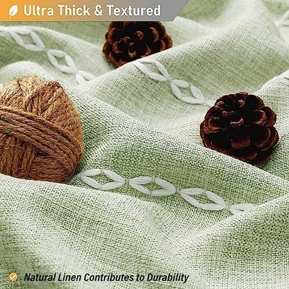 BTTN 72x78 Long Boho Farmhouse Linen Heavy Duty Shower Curtain, Sage Green