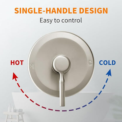 Tub Shower Faucet Set (Valve Included) with 6-Inch Rain Shower Head and Tub Spout Single-Handle Tub and Shower Trim Kit Brushed Nickel