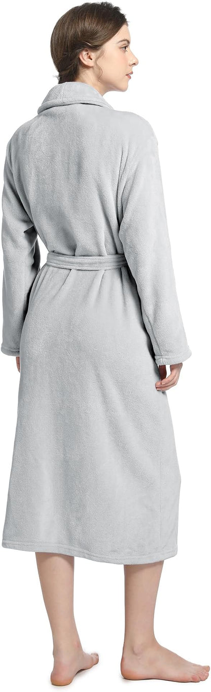 Fluffy Soft Robes for Women, Warm Fleece Womens Robe, Cozy Bathrobe | Plush Bathrobe for Women, Long Fuzzy Lightweight Bath Robe with Pockets for Shower Spa Hotel House Pool
