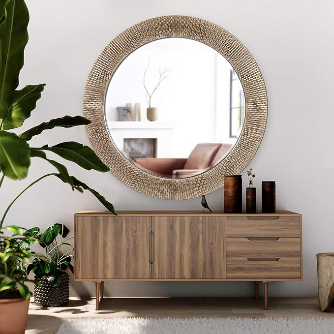 Howard Elliott Collection 21117 Bergman Round Mirror, Small, Silver 32 inch