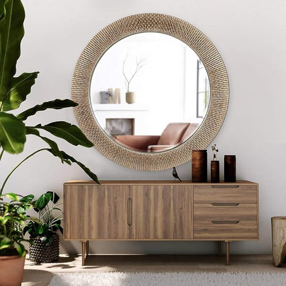 Howard Elliott Collection 21117 Bergman Round Mirror, Small, Silver 32 inch
