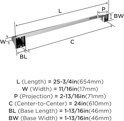 Amerock BH3602426 | Chrome Towel Bar | 24 in (610 mm) Towel Rack | Mulholland | Bathroom Towel Holder | Bathroom Hardware | Bath Accessories