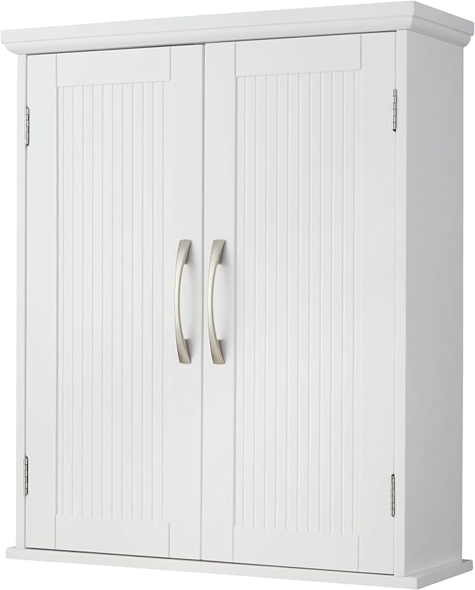 Teamson Home Newport Removable Wall Cabinet with Double Doors- White