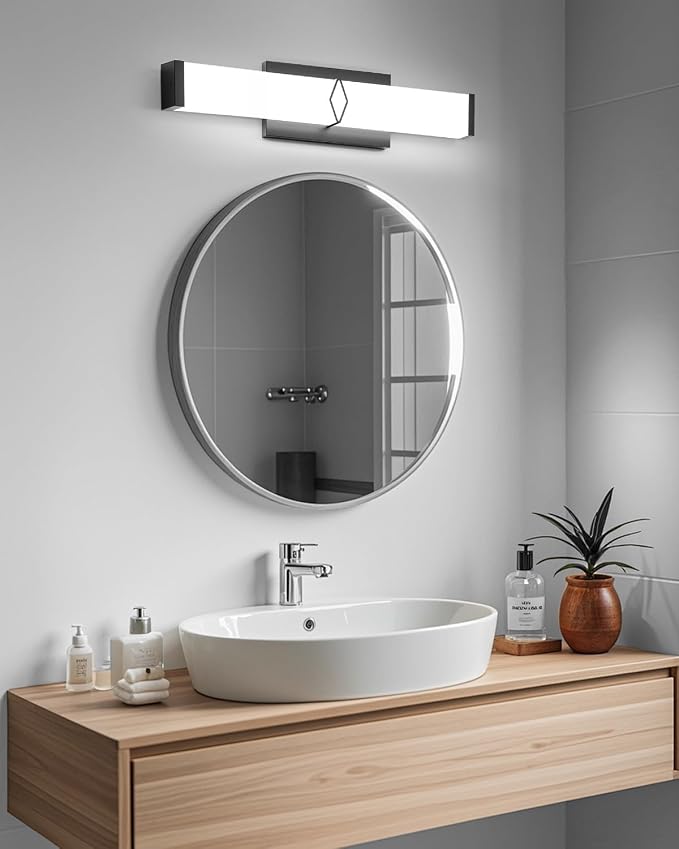 LED Bathroom Vanity Light,16inch Dimmable,20W 2000LM,5700K,ETL,BK | Integrated LED Modern Bathroom Light Fixtures,Matte Black Vanity Lighting Fixture Over Mirror,Wall Lights,ETL Certified