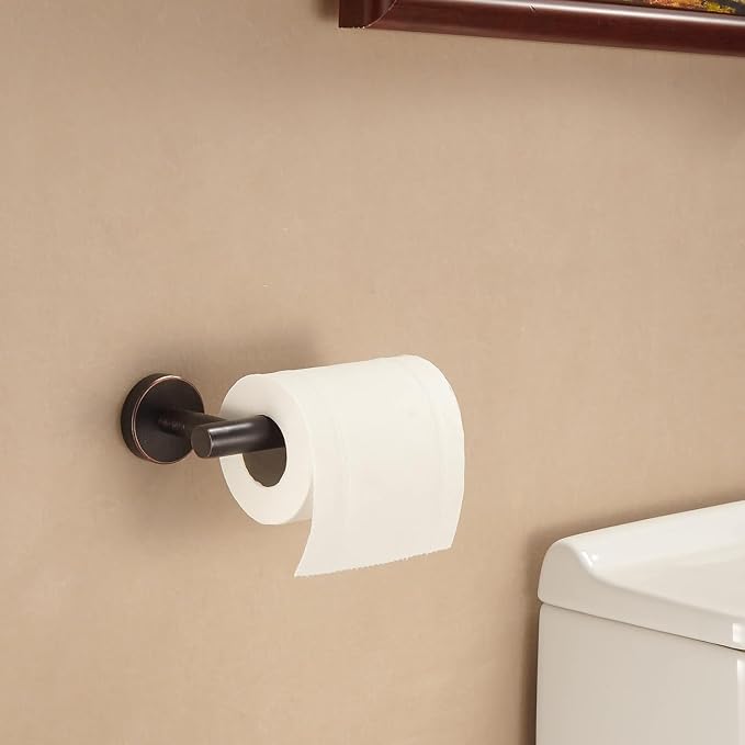 Bronze Bathroom Accessories, Oil Rubbed Bronze Bathroom Hardware Includes Toilet Paper Holder 15 to 24 Inch Towel Bar Towel Ring Robe Hook Wall Mount Hand Towel Holder Set 4 Pieces