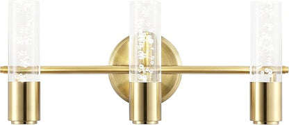 JONATHAN Y 18" Brass Gold Modern Integrated LED Vanity Light Wall Sconce for Bathroom, Clear Bubble Acrylic Shade Minimalist Art Deco Light for Hallway, Entryway, 4000K (JYL7224B)