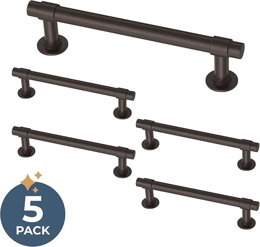 Franklin Brass Francisco (5-Pack) Cabinet Handles 4" Hole Center Pulls | Deep Bronze Hardware Kitchen Door, Drawers, Dressers, Furniture P29617Z-324-B