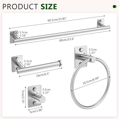 5 Pieces Bathroom Hardware Accessories Set Brushed Nickel Towel Bar Set Stainless Steel Towel Racks for Bathroom,Wall-Mounted 23.6 inch