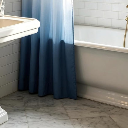 Felisa Ombre Blue and Gray Shower Curtain Liner,Waterproof Fabric Shower Curtain with 3 Weighted Magnets, Odorless Cloth Lightweight Bathroom Curtain,Sturdy Rustproof Grommets,72 x 72