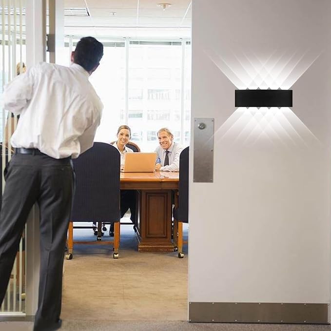 Kawell 10W Waterproof Modern Wall Sconces LED Wall Light Up Down Aluminum Wall Lamp LED Indoor Outdoor for Bedroom Living Room Bathroom Porch Stairs Hotels Garden Pathway, Black 6000K