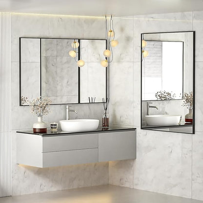 Koonmi Black Mirrors for Wall, 30x55 Inch Bathroom Mirror, Rectangular Wall Mirror for Living Room Bedroom Bathroom, Hangs Horizontally or Vertically