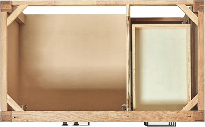 ARIEL Cambridge 36-inch Bathroom Vanity Base Cabinet,Solid Wood, 2 Soft Closing Doors, 5 Dovetail Drawers, White Oak