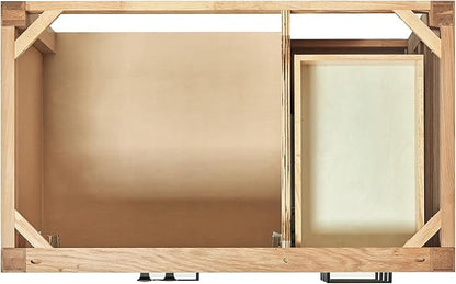 ARIEL Cambridge 36-inch Bathroom Vanity Base Cabinet,Solid Wood, 2 Soft Closing Doors, 5 Dovetail Drawers, White Oak