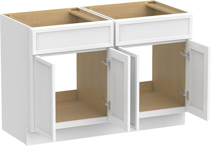 48 Inch Bathroom Vanity Base Only, Double Vanity Cabinet with Soft Closing Door, 2ea 24 inch Cabinet, Without Top,White
