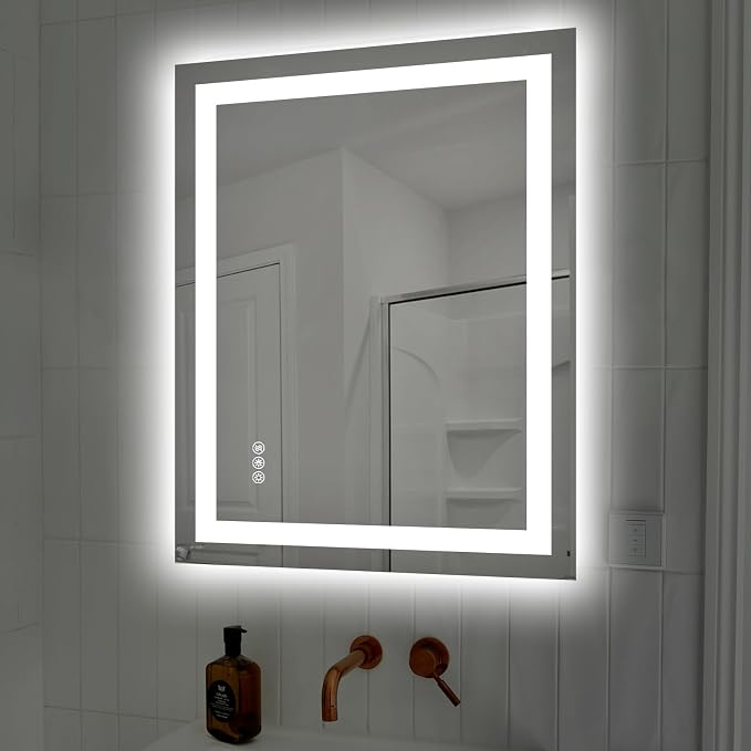 Hivone 28"X36" LED Bathroom Mirror with Lights, Anti-Fog, Dimmable, Backlit + Front Lit, Smart Bathroom Vanity Mirror, Memory Function, Shatterproof, Tempered Glass (Horizontal/Vertical)