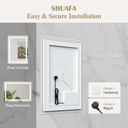 30X36 Inch Frontlit+ Backlit LED Bathroom Mirror with Lights | Bathroom Vanity Mirror for Wall, Ultra-Clear Tempered Glass, Shatter-Proof, Anti-Fog and Memory Function, ETL Listed