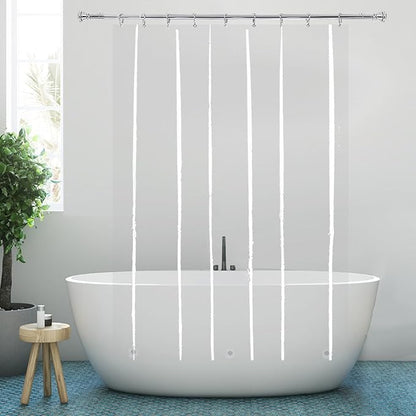 Clear Stall and Long Shower Liner 54x76 for Single Showering Room | Transparent Small RV Half Size Peva Plastic Waterproof Shower Curtain Sets for Tiny Walkin Tub