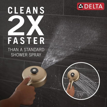 Delta 6-Setting PivotPro 3-in-1 Combination Shower Head with ProClean Spray, Brushed Gold Round Shower Head Rainfall with Handheld Spray, 1.75 GPM, Champagne Bronze 75649CZ