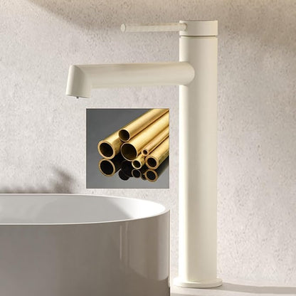 BiaoTeng One Hole Bathroom Faucet White High 2 Function Hot and Cold Brass Bathroom Faucet 1 Hole Single Handle