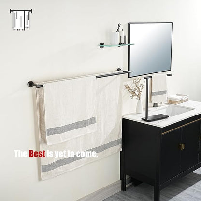 JQK Double Bath Towel Bar, Oil Rubbed Bronze 39 Inch 304 Stainless Steel Thicken 1mm Towel Rack for Bathroom, Towel Holder Wall Mount, Useable Length 36 Inch TB100L36-ORB