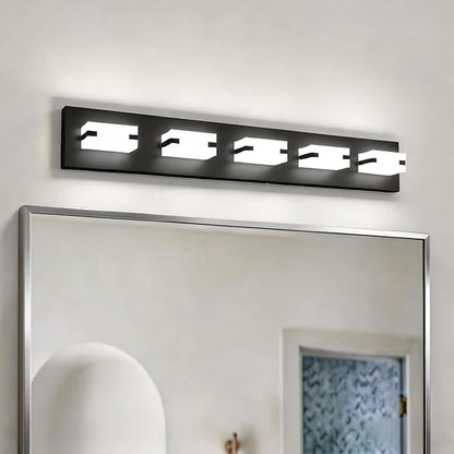 LED Black Bathroom Light Fixtures, 5-Light 5700K Modern Vanity Lights | LED Black Bathroom Light Fixtures, 5-Light Modern Vanity Lights , ETL Listed, 35W (Cool White 5700K)