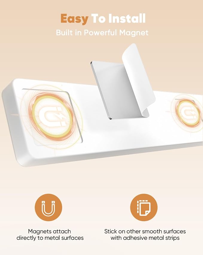2 Pack Under Cabinet Lighting, Motion Sensor Light Indoor, Rechargeable Closet Lights Battery Operated, Wireless Dimmable LED Cabinet Lights, Under Counter Lights for Kitchen Warm Color