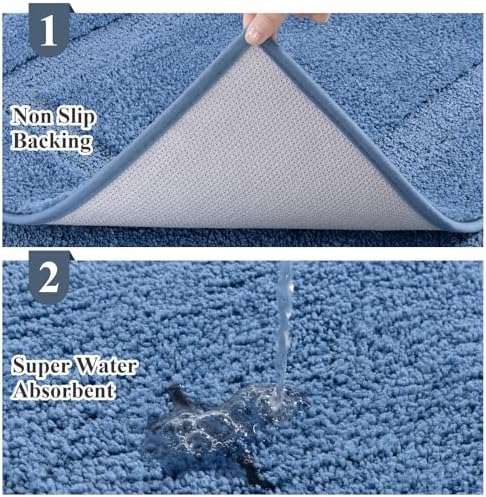 SHACOS Soft Microfiber Blue Bathroom Rugs Sets 2 Pieces 32x20 inch