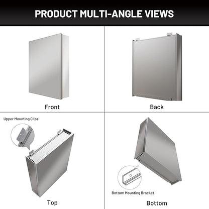 40 x 24 Medicine Cabinet Mirror for Bathroom,Assembly Required,Aluminum Alloy Frame,Surface-Mount Only,Mirrored Side Panel,Adjustable Shelves,Bathroom Medicine Cabinet with Mirror