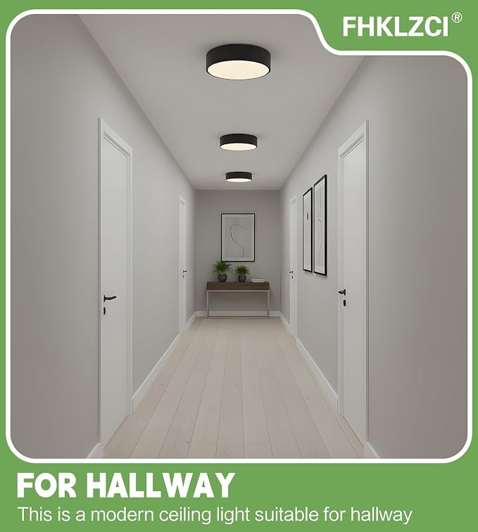 Modern LED Round Flush Mount Ceiling Light Fixture,Black,11.81 inch | Dimmable,24Watts,Bright Adjustment,5CCT 3000K/3500K/4000K/5000K/6000K,Matte,Metal,for Kitchen,Bedroom,Bathroom,Hallway,Closet