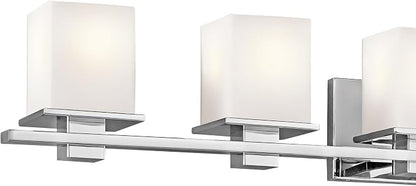 Kichler Tully 40.25" 5 Light Vanity Light with Satin Etched Cased Opal Glass Chrome
