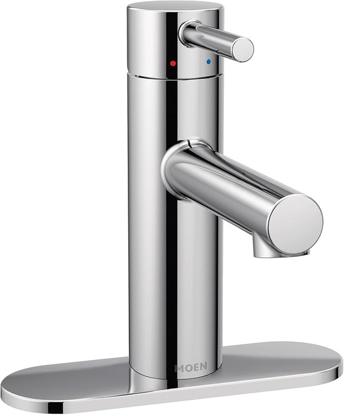 Moen Align Chrome One-Handle Modern Bathroom Faucet with Drain Assembly and Optional Deckplate, 6190