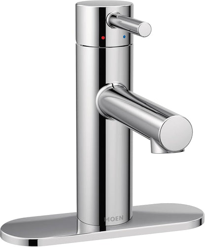 Moen Align Chrome One-Handle Modern Bathroom Faucet with Drain Assembly and Optional Deckplate, 6190