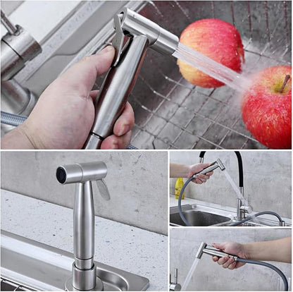 Handheld Bidet Sprayer for Toilet, Stainless Steel Bidet Head for Cloth Diaper, Pet Shower, Kitchen Cleaning, Personal Hygiene, G1/2 Hose Connectors