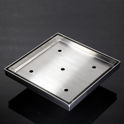 8 Inch Square Shower Drain with Tile Insert Grate, Brushed | 304 Stainless Steel, Square Tile Floor Drain for Bathroom, Removable Tile-In Drain Grate with Hair Strainer, cUPC Certified