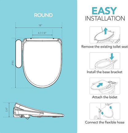 Barumi Bidet [BM-4001], Electric Bidet Toilet Seat, Heated Seat, Warm Water, Position Control, Eco-Mode, Self Cleaning