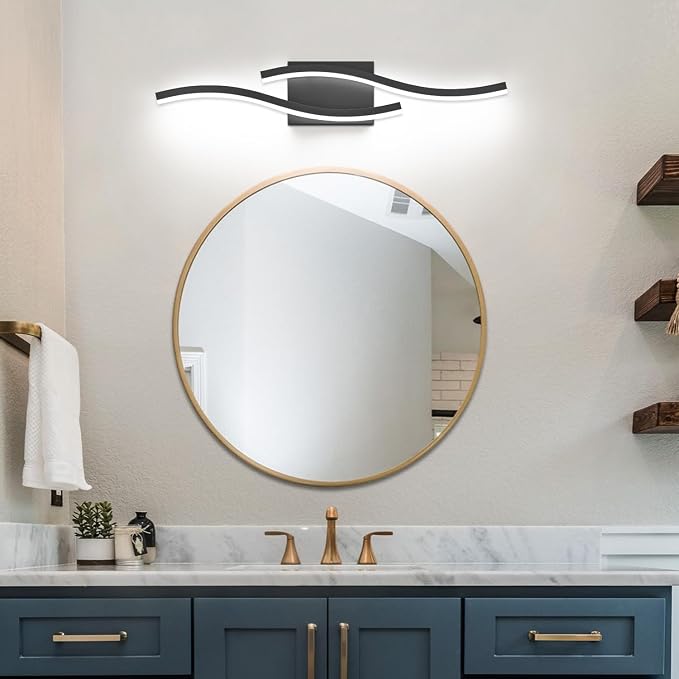 PRESDE 24 Inch LED Bathroom Vanity Light Bar, Modern Black Wall Lighting Fixture Over Mirror Dimmable