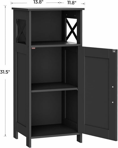 Homhedy Farmhouse Bathroom Storage Cabinet with Doors, Small Floor Cabinet | Toilet Paper Cabinet with Adjustable Shelf, Freestanding Storage Cabinet for Kitchen/Laundry/Living Room, 14"W, Black