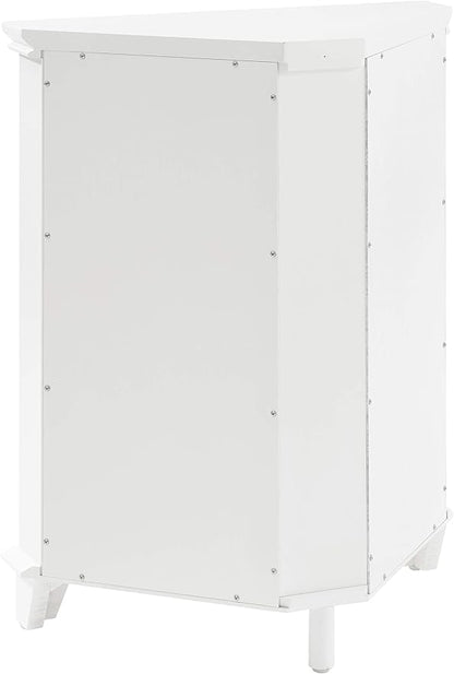 Crosley Furniture Lydia Corner Storage Cabinet and Bathroom Organizer with Shelves, White