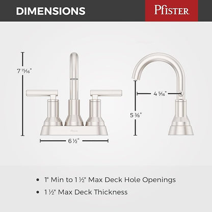 Pfister Capistrano Bathroom Sink Faucet, 4-Inch Centerset, 2-Handle, 3-Hole, NSF Certified, Spot Defense Brushed Nickel Finish, LF048CSOGS | (Pack of 3)