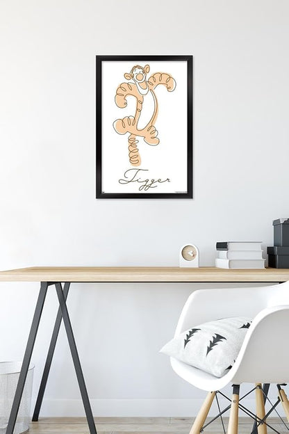 Trends International Disney Simple Moments Line Art - Tigger Wall Poster, 22.4L x 14.7W, Black Framed Version