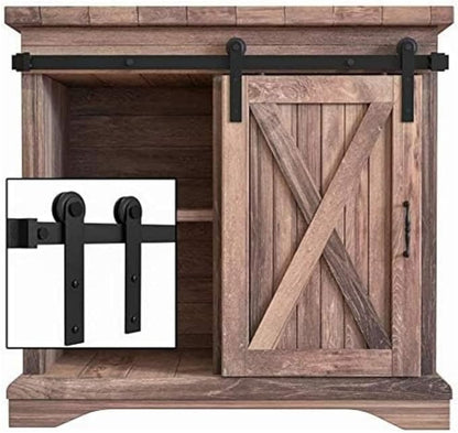 WINSOON 3FT Super Mini Barn Door Hardware Kit, Single Door, I Shape Hanger | Sliding Small Barn Door Hardware Kit, for Mini/Small Barn Door, TV Stands, Wardrobe Cabinets, DIY