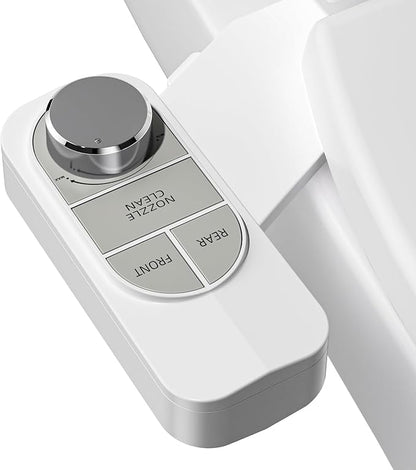 SAMODRA Non-Electric Bidet - Self Cleaning Dual Nozzle (Frontal and Rear Wash) Fresh Water Bidet Toilet Seat Attachment with Independent Adjustable Water Pressure (Pebble Gray)