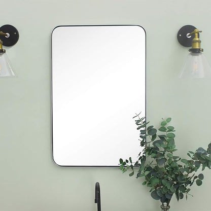 GRACTO 20x30 inch Chrome Stainless Steel Metal Framed Bathroom Mirror Wall Mounted Rounded Rectangular Bathroom Vanity Mirror