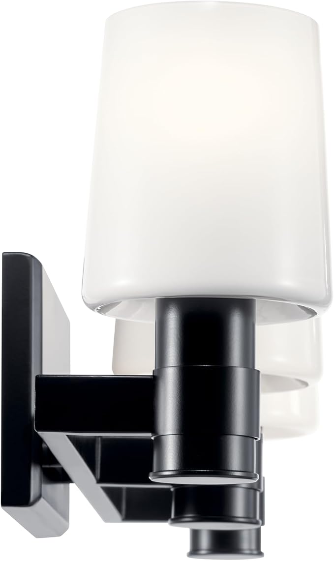 Kichler Adani 3-Light Vanity, Modern Light with Opal Glass in Black, Bathroom or Powder Room (8.25" x 24"), 55176BK