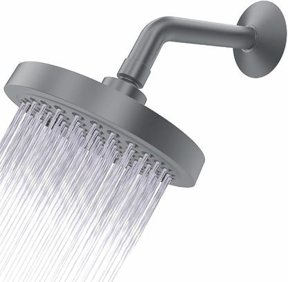 CircleSplash Shower Head - High Pressure 2.5 GPM - Matte Grey | Anti-clog silicone nozzles, removable restrictor, easy-clean fixed replacement
