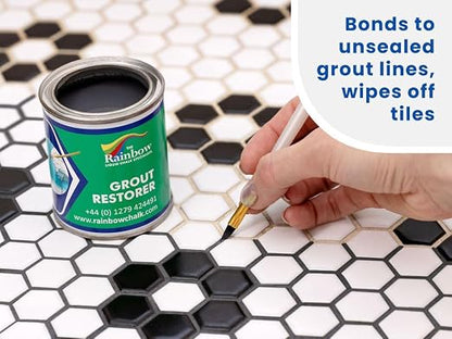 Grout Pen Grout Paint for Tile, Floor & Shower - Dark Grey - 125ml (4.2oz) | Waterproof Paint Grout Refresh Restorer for Kitchen & Bathroom Tiles - Can Size for Larger Projects
