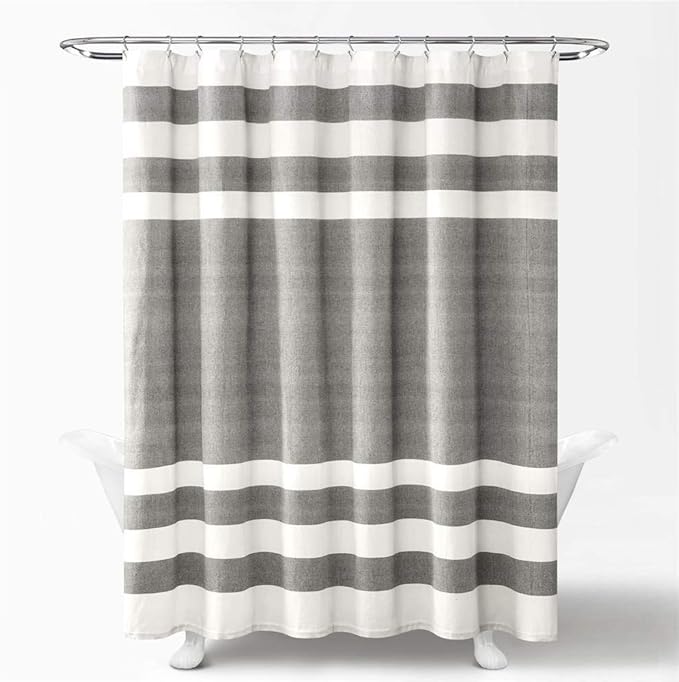 Lush Decor Navy and Gray Cape Cod Cotton Shower Curtain (72" x 72")