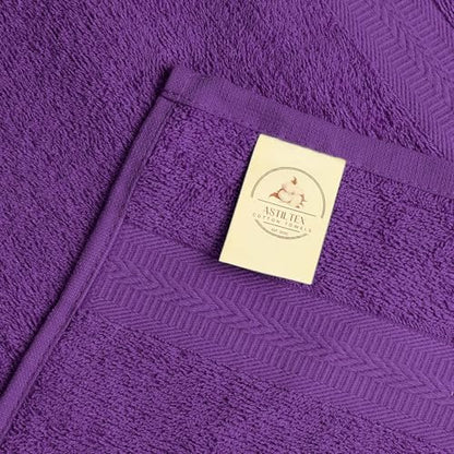 Bath Towels Pack of 6 – 24" x 48" – 100% Cotton Terry, Soft, Quick-Dry & Highly Absorbent – Purple Towels for Bathroom, Spa, Gym, Hotel, Pool & Everyday Use