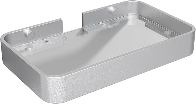 8-Inch Small Wall Shelf, Clear Tempered Glass with Matte Silver Aluminum Frame – Sleek Floating Bathroom Organizer
