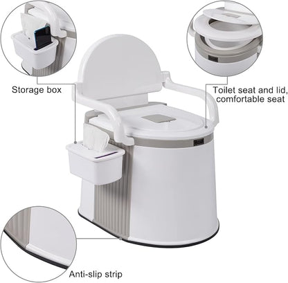 Portable Toilet, Portable Travel Toilet Portable Potty, Indoor Outdoor Commode, Camping Toilet with Lid, Lightweight Compact Toilet for Camping, Boat, Van, RV, Emergency Use